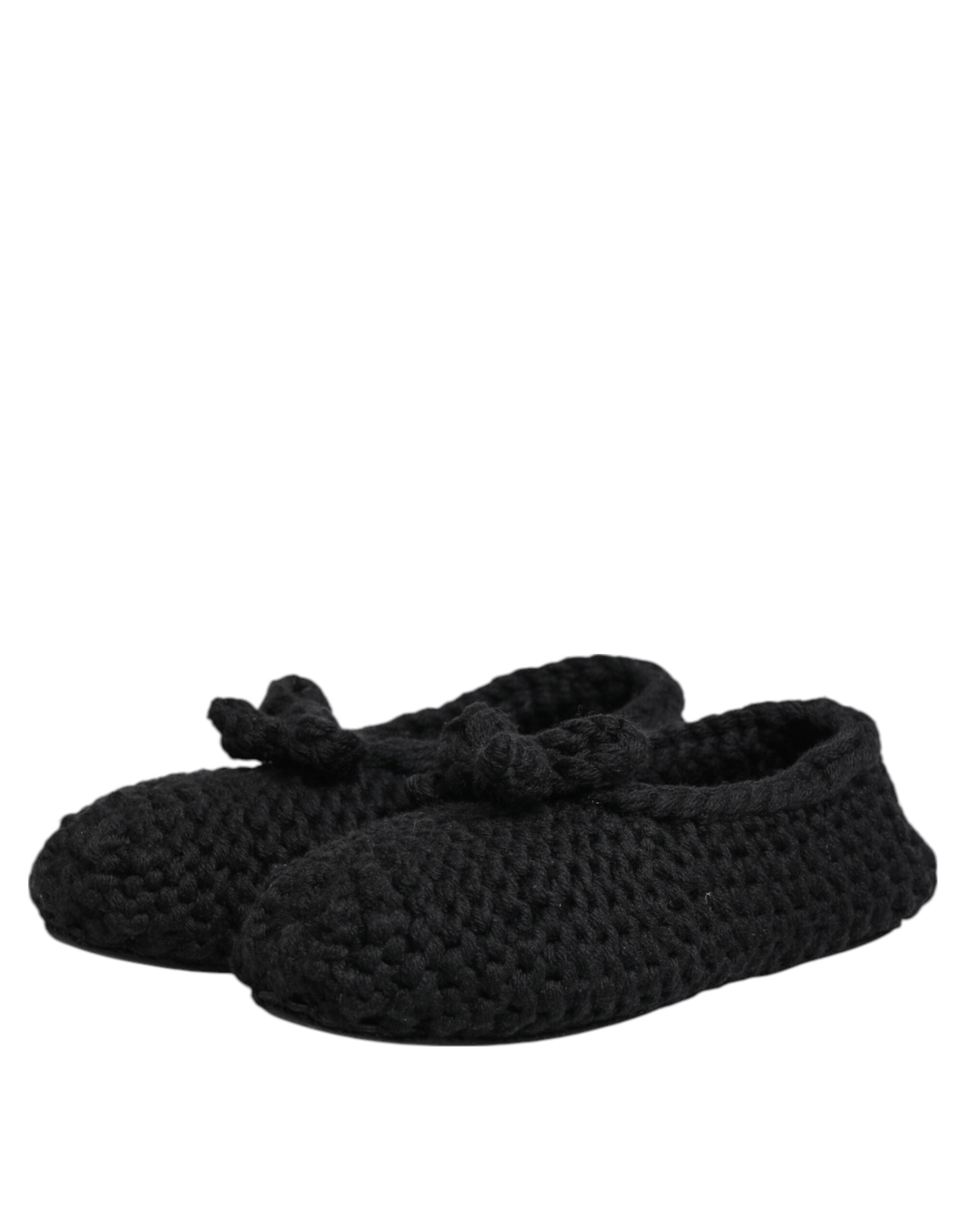 Dolce & Gabbana Siyah Yün Örgü Slip-On Balerin Ayakkabı